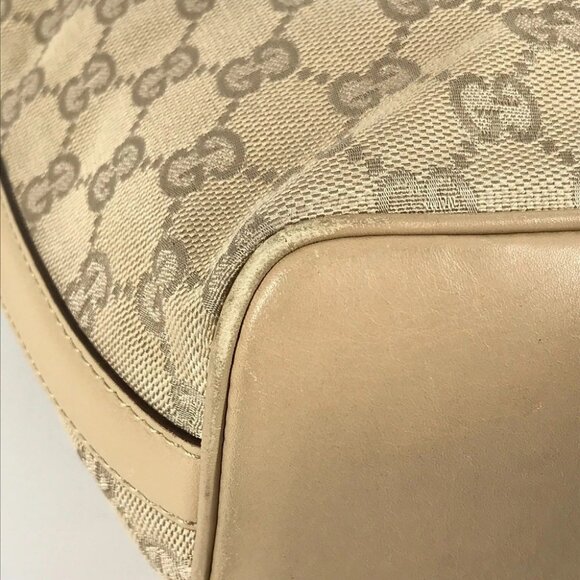 GUCCI 73885 GG logo bucket-shaped Shoulder Bag GGCanvas/Leather Beige - Picture 3 of 15